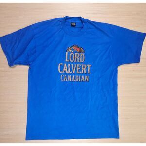 Vintage Lord Calvert‎ Canadian Whiskey Mens Shirt XL Made In USA Single Stitch